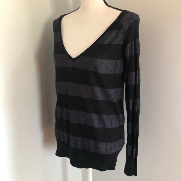 Free People Black Grey Metallic Sweater Small - Picture 5 of 6